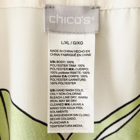 Chicos Crowned Crane Kimono Size L/XL  Buttercream Tropical Coverup Beach Resort - Picture 7 of 8